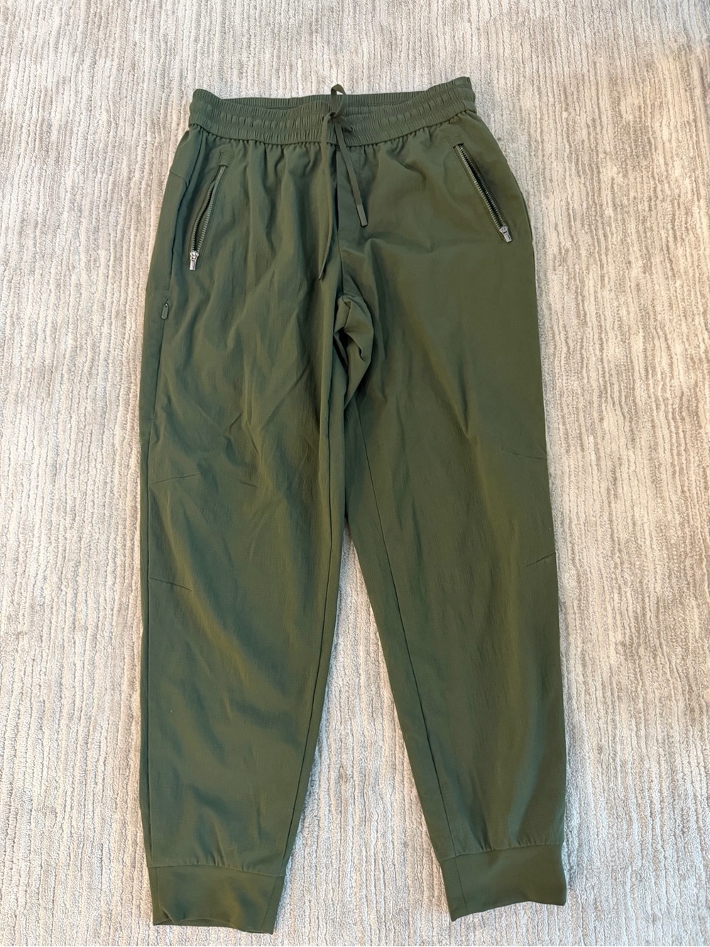 Athleta Womens Olive Green Jogger Pants Drawstring Zip Pockets Small New w/o tag